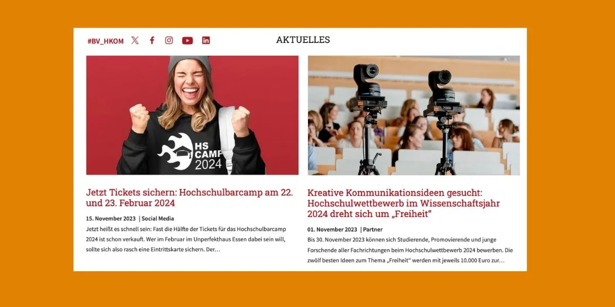 Website des Bundesverbands Hochschulkommunikation